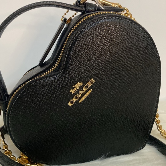 NWT Coach Heart Crossbody Faux Leather Bag in Black Adjustable Strap - Picture 3 of 13